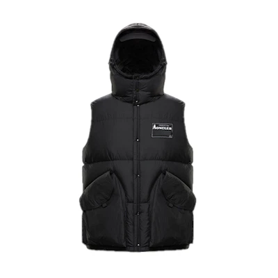 Moncler Black Down Gilet with Back Pocket and Lightning Detail 09U1B51210539YK999