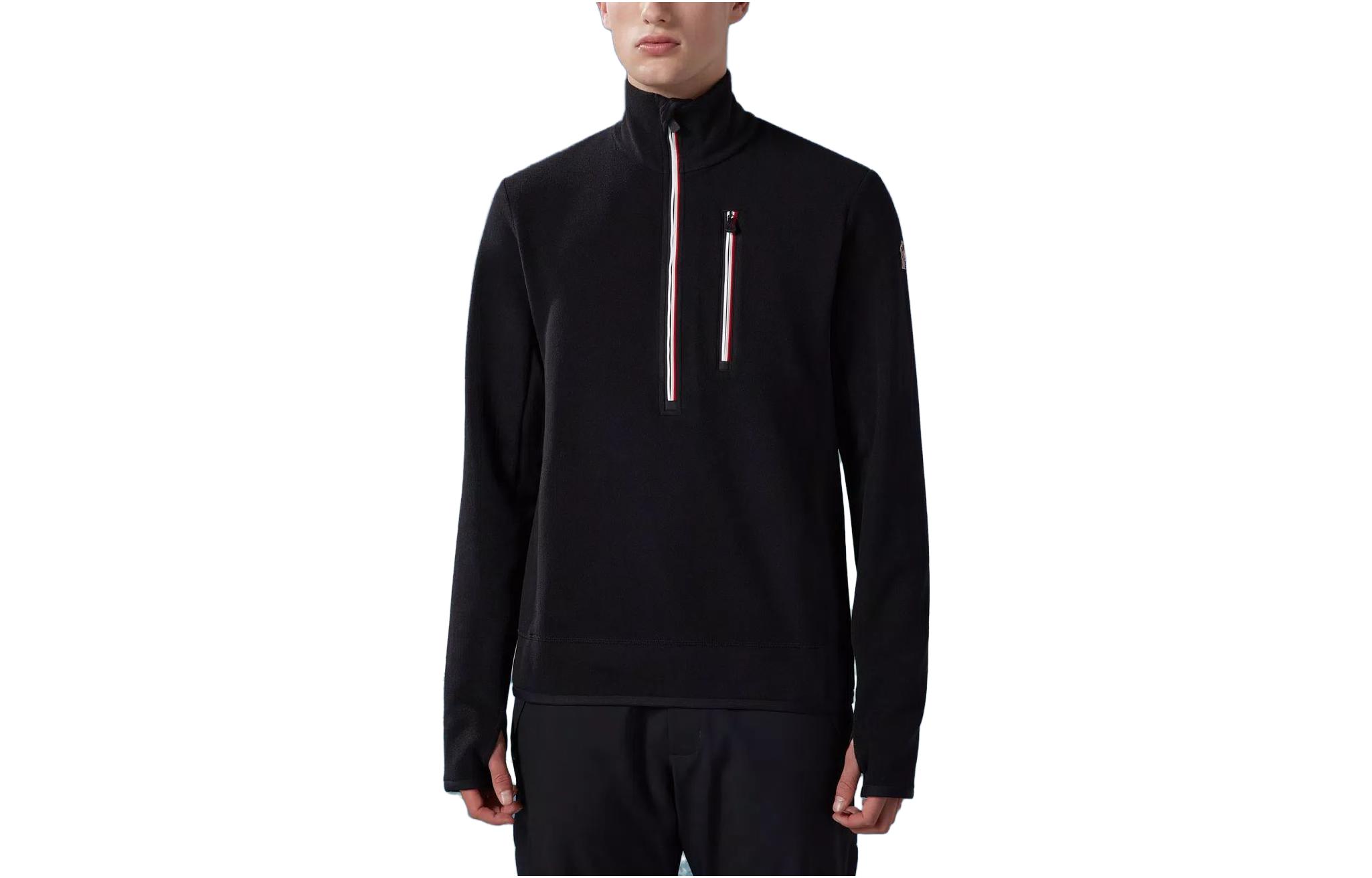 Moncler Black Half-Zip Pullover Sweatshirt Long Sleeve I20978G0003680093999
