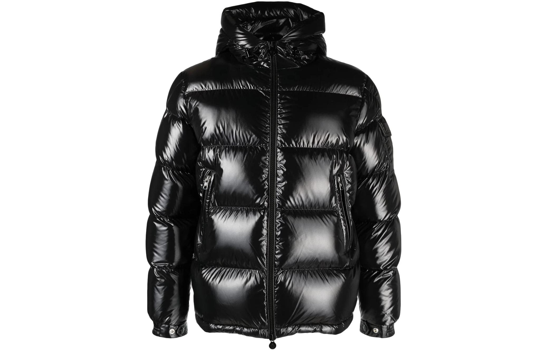 Moncler Black Hooded Down Jacket Casual Solid Color Zip-Up 1A0026868950999