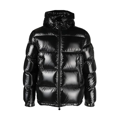 Moncler Black Hooded Down Jacket Casual Solid Color Zip-Up 1A0026868950999
