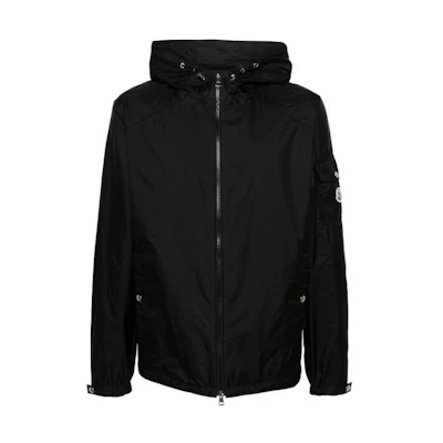 Moncler Black Hooded Logo Zip-Up Jacket J10911A001015986E999