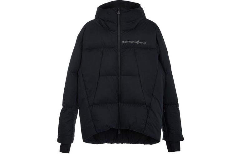 Moncler Black Hooded Puffer Jacket with Logo and Zippered Pockets 1A00038-539X6-999