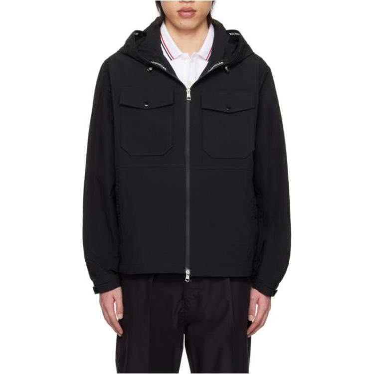 Moncler Black Hooded Zip-Up Jacket POIZON2405368