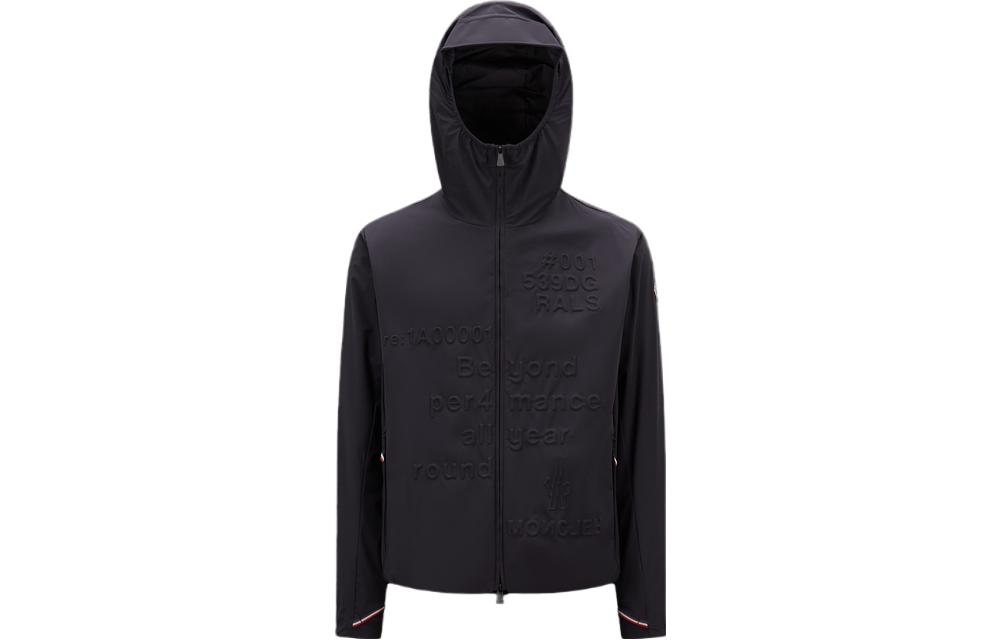 Moncler Black Hooded Zip-Up Jacket with Letter Graphic Design I10971A00001539DG999