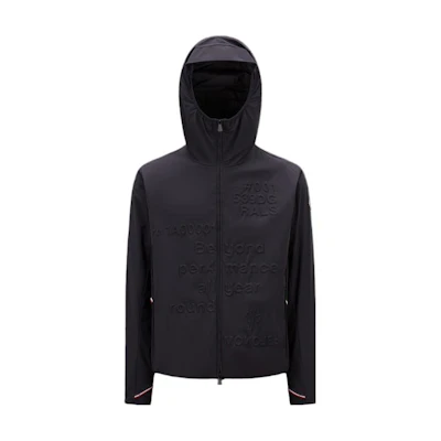 Moncler Black Hooded Zip-Up Jacket with Letter Graphic Design I10971A00001539DG999
