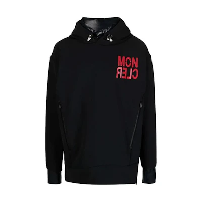 Moncler Black Hoodie - Letter Print Pullover Casual Long Sleeve G20978G0000580280