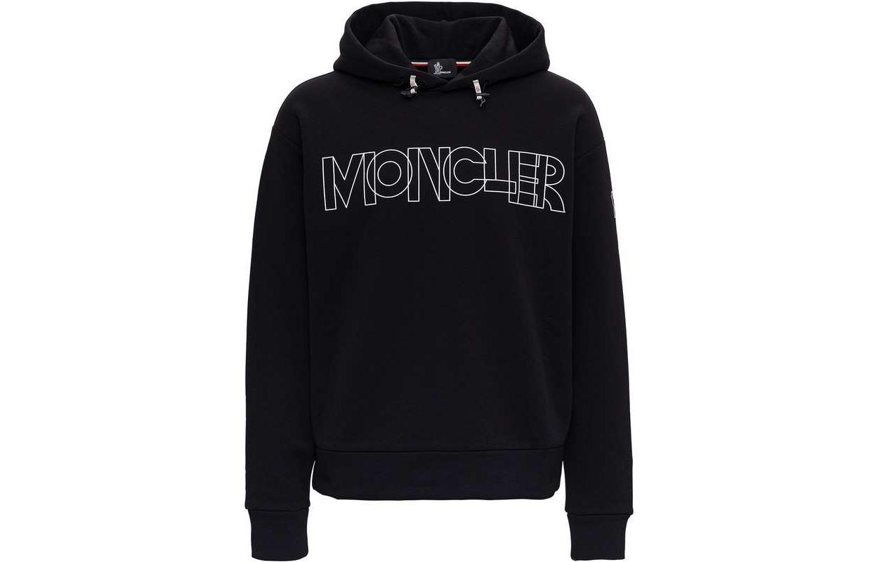 Moncler Black Hoodie with Letter Print and Long Sleeves 8G71410-809HT-999