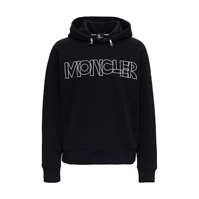Moncler Black Hoodie with Letter Print and Long Sleeves 8G71410-809HT-999