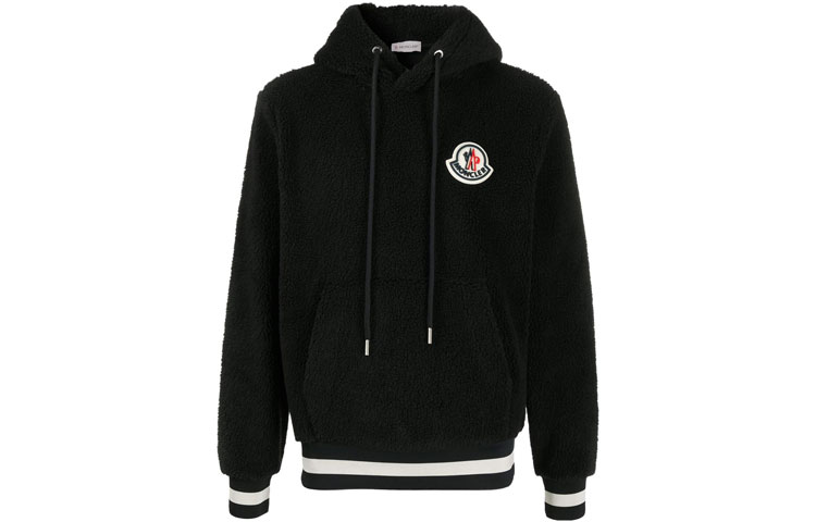 Moncler Black Hoodie with Logo Graphic Print F20918G77800809BY