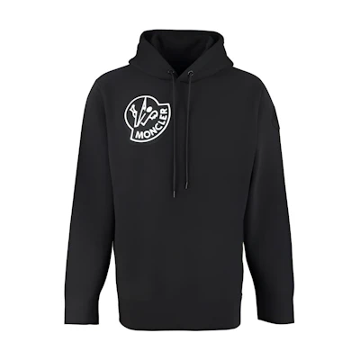 Moncler Black Hoodie with Logo Patch Embroidery 8G00006809KX999