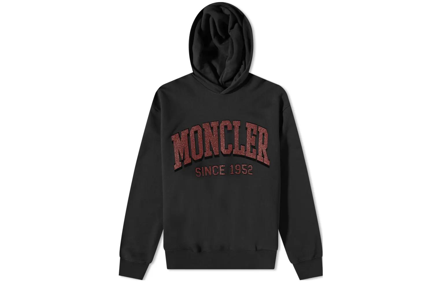 Moncler Black Hoodie with Logo Print 8G000-20-M2642-999