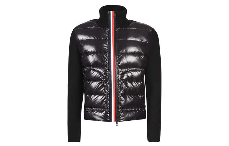 Moncler Black Knit Puffer Jacket with Stripe Zip and Logo Patch 9B51900A9418999 圖 2