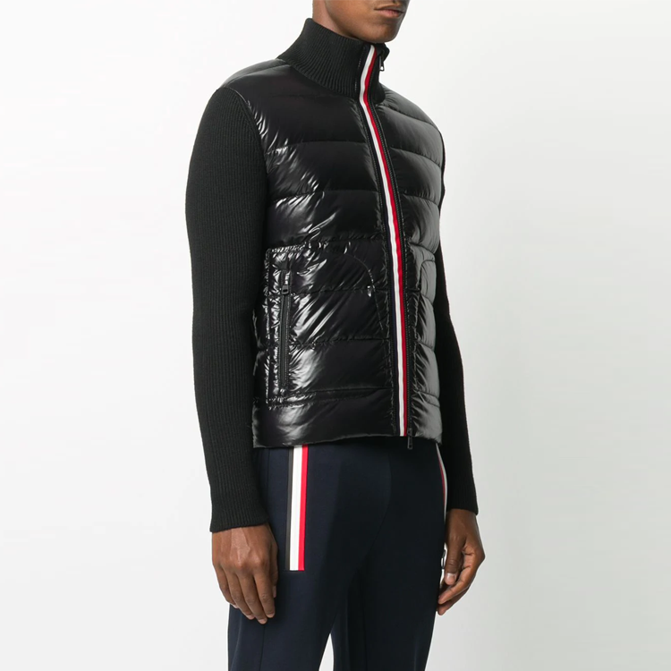 Moncler Black Knit Puffer Jacket with Stripe Zip and Logo Patch 9B51900A9418999 圖 5