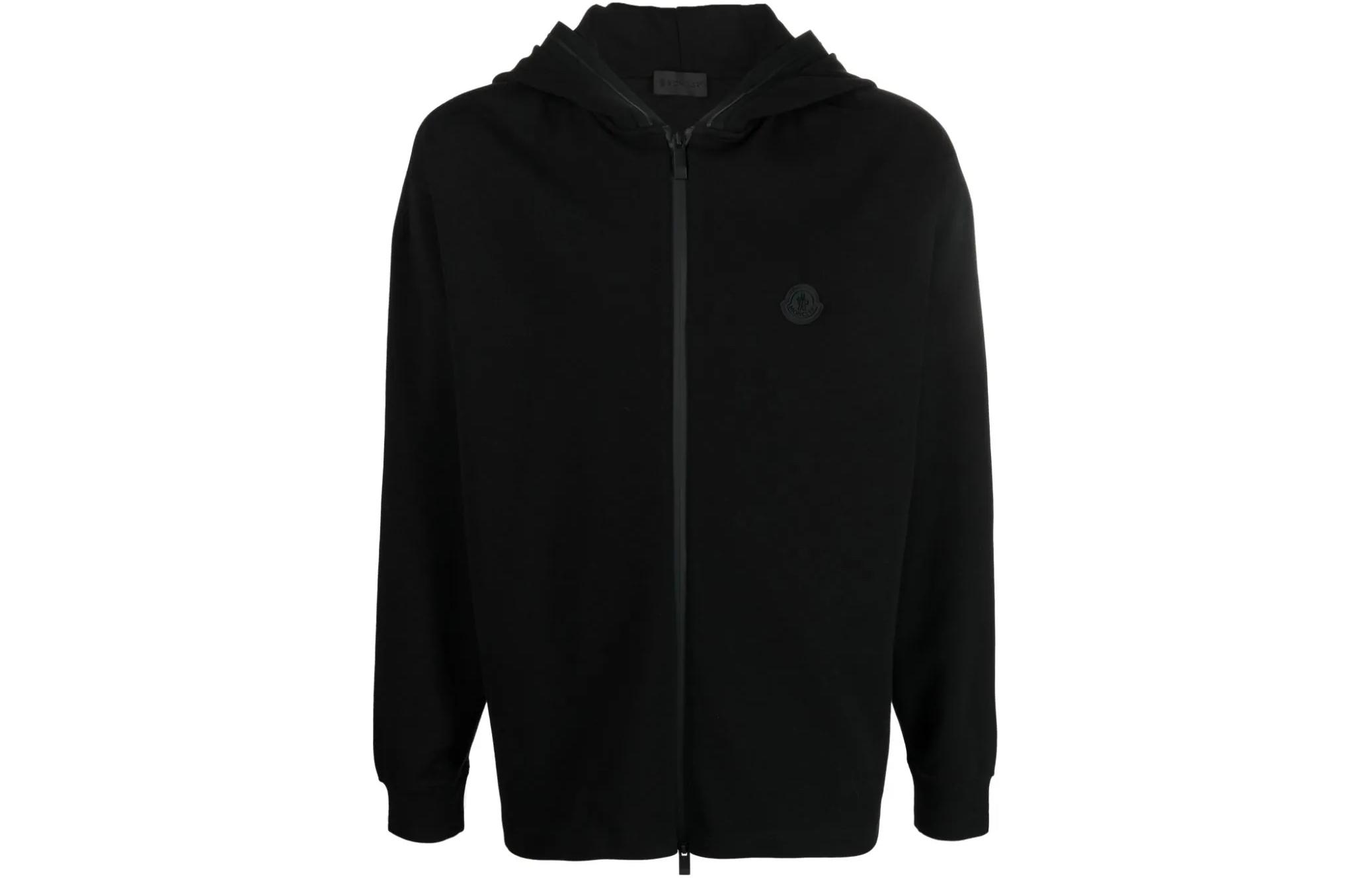 Moncler Black Letter Logo Print Hooded Zip-Up Jacket I20918G0007789AB0999