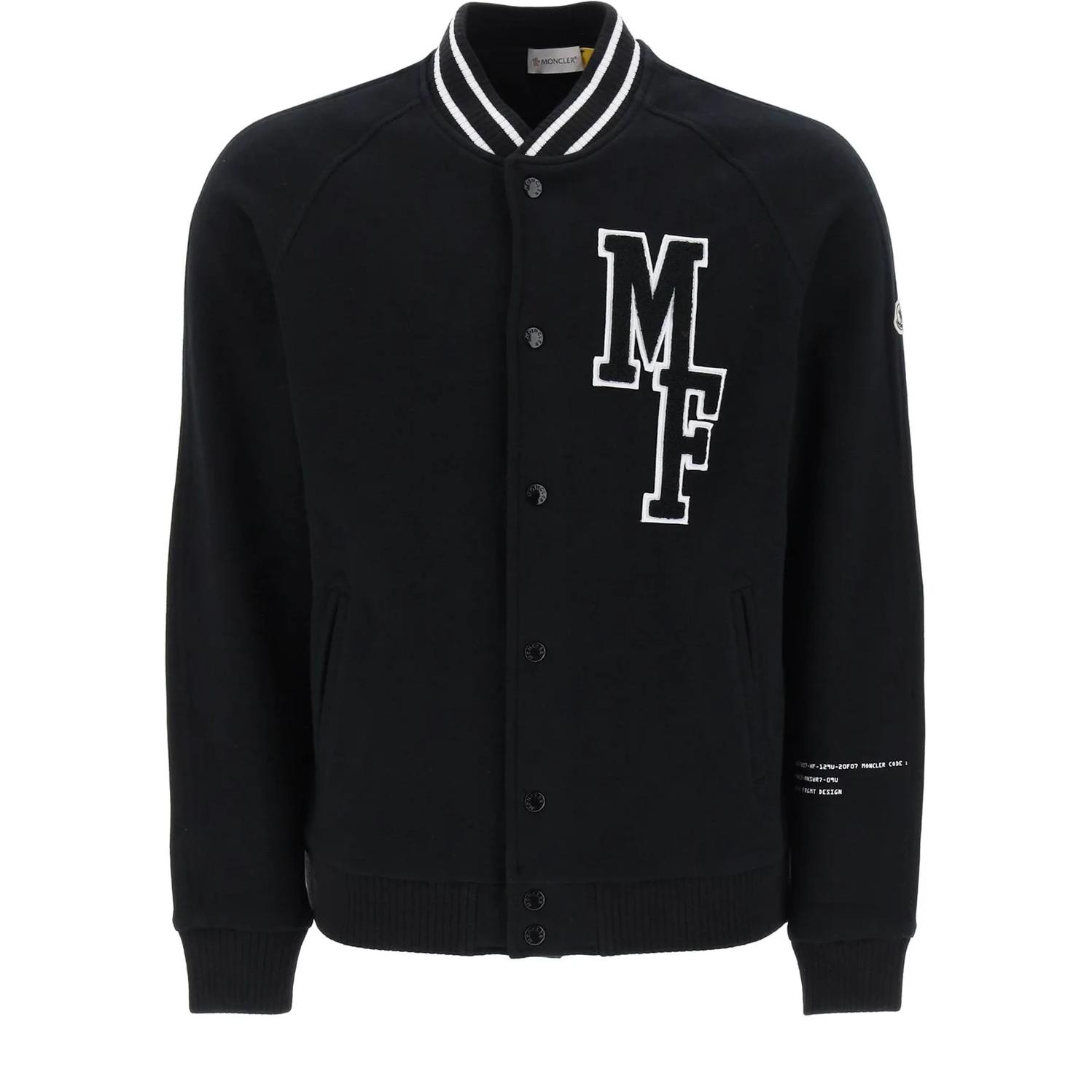 Moncler Black Letter Print Baseball Collar Long Sleeve Jacket 8G00006-899OJ-999