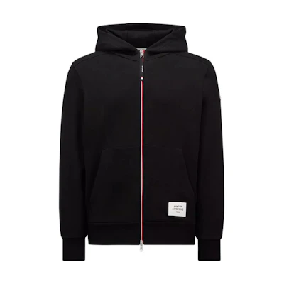 Moncler Black Logo Patch Zip-Up Hoodie with Drop Shoulder Design J20918G0000489A8F999