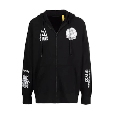 Moncler Black Logo Print Hoodie Casual Sweatshirt Jacket G20928G00003809KX999