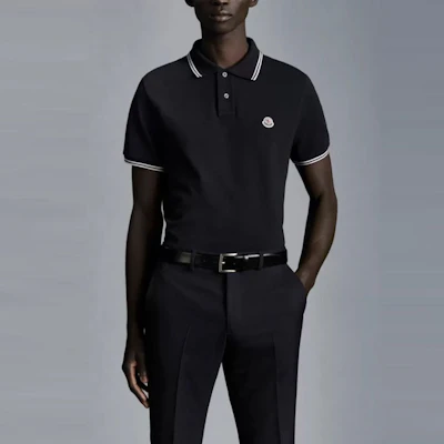 Moncler Black Logo Striped Short Sleeve Polo Shirt. 8A0001084556999 Shop Moncler Black Logo Striped Short Sleeve Polo Shirt. 8A0001084556999