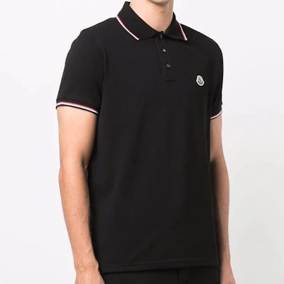 Moncler Black Logo Striped Short Sleeve Polo Shirt. 8A0001084556999 Details for Moncler Black Logo Striped Short Sleeve Polo Shirt. 8A0001084556999