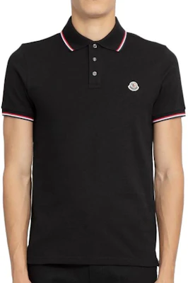 Moncler Black Logo Striped Short Sleeve Polo Shirt. 8A0001084556999 Sizing Moncler Black Logo Striped Short Sleeve Polo Shirt. 8A0001084556999