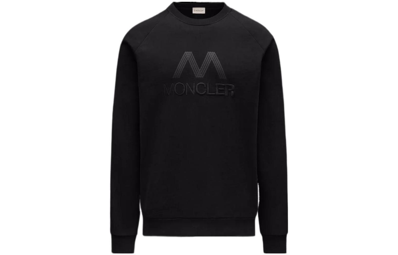 Moncler Black Long-Sleeve Sweatshirt with Solid Logo Embroidery H10918G00050809LA999