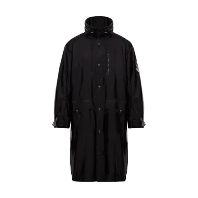 Moncler Black Mid-Length Jacket with High Collar and Hidden Button Closure 421050554155GREG999