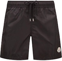 Moncler Black Mid-Waist Shorts with Logo Patch and Drawstring. G10912C7080053326999 Moncler Black Mid-Waist Shorts with Logo Patch and Drawstring. G10912C7080053326999