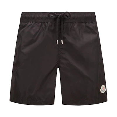 Moncler Black Mid-Waist Shorts with Logo Patch and Drawstring. G10912C7080053326999