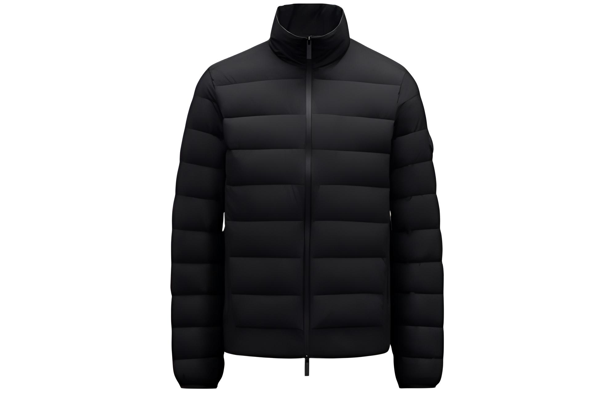 Moncler Black Plain Zip-Up Puffer Jacket with Stand Collar G20911A0002053A6J999