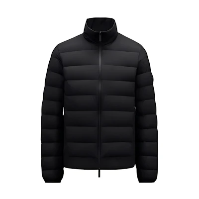 Moncler Black Plain Zip-Up Puffer Jacket with Stand Collar G20911A0002053A6J999