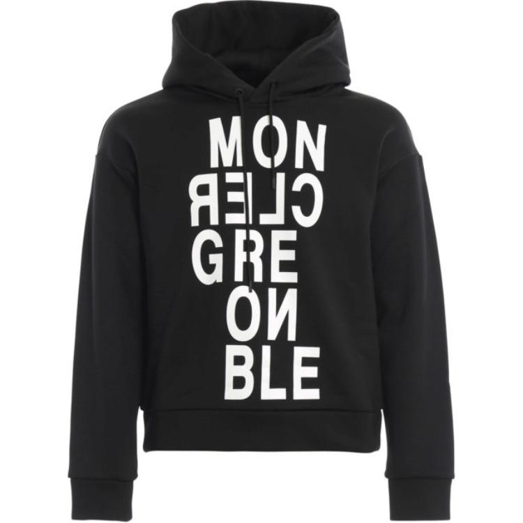 Moncler Black Pullover Hoodie with Letter Print and Drop-Shoulder Design E20978001650829EQ999