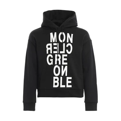 Moncler Black Pullover Hoodie with Letter Print and Drop-Shoulder Design E20978001650829EQ999