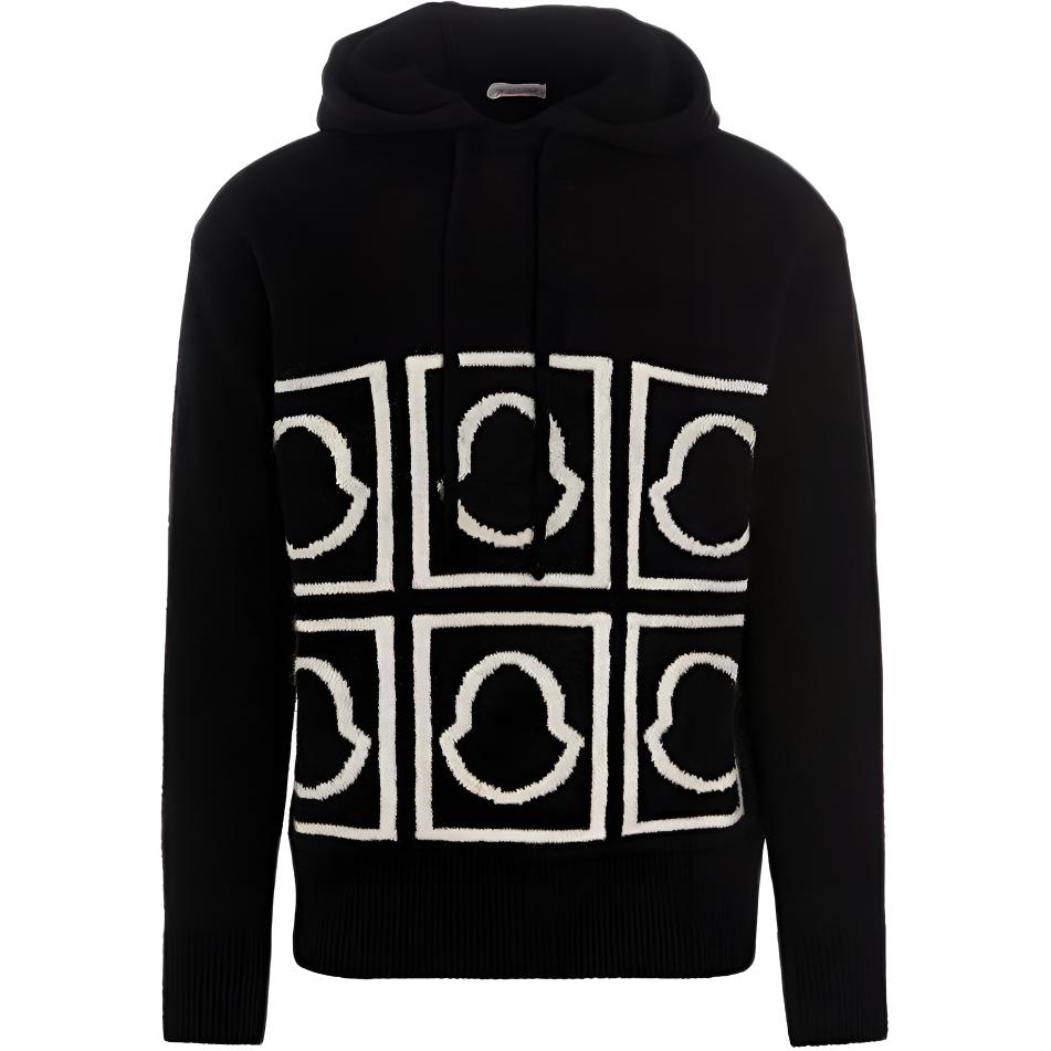 Moncler Black Pullover Hoodie with Logo Design. 9C00013M1240999