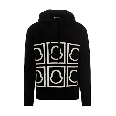 Moncler Black Pullover Hoodie with Logo Design. 9C00013M1240999