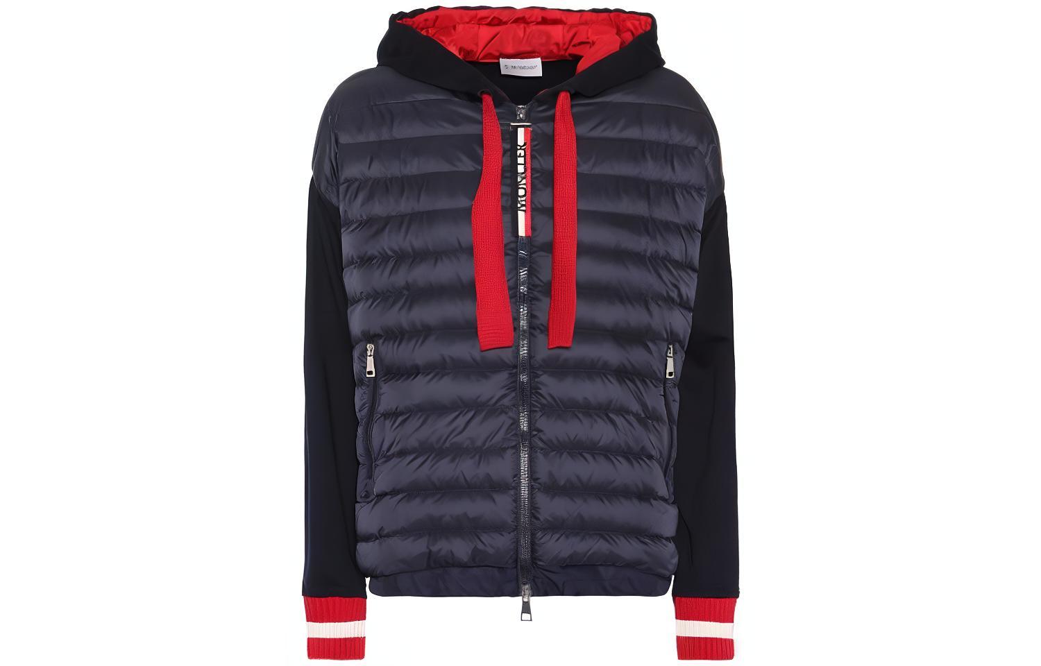 Moncler Black Quilted Down Jacket with Contrast Stripe Zipper 8451100809AB778