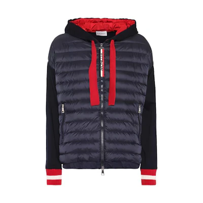 Moncler Black Quilted Down Jacket with Contrast Stripe Zipper 8451100809AB778
