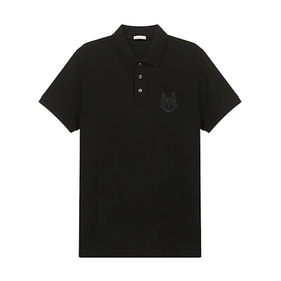 Moncler Black Short Sleeve Polo Shirt with Solid Logo Embroidery. 8A7290084556999