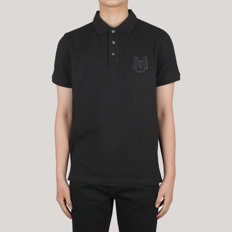 Moncler Black Short Sleeve Polo Shirt with Solid Logo Embroidery. 8A7290084556999 圖 5