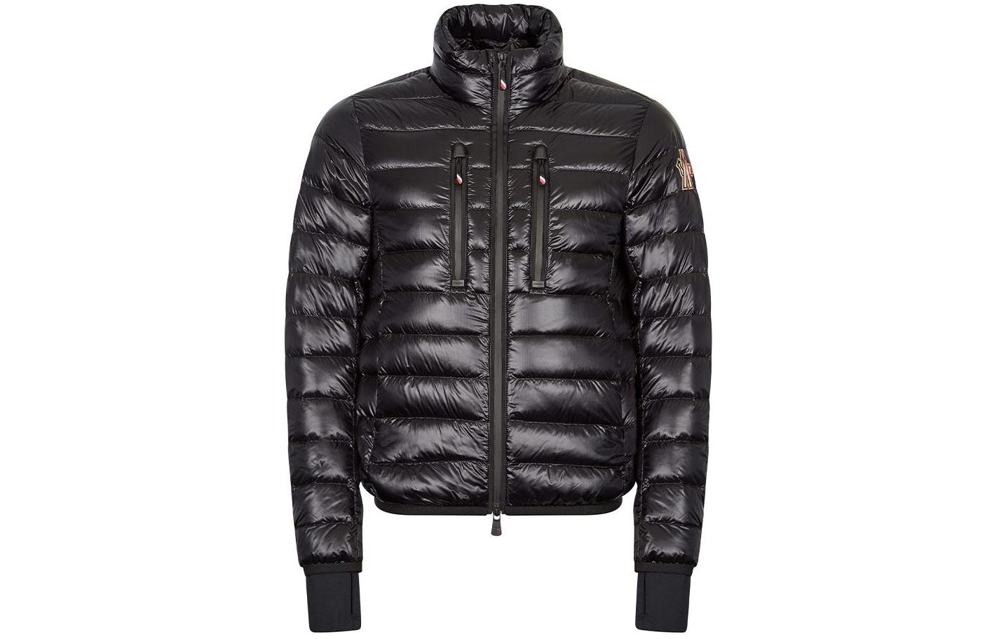Moncler Black Slim-Fit Down Jacket with Stand Collar and Zipper 418930553071999