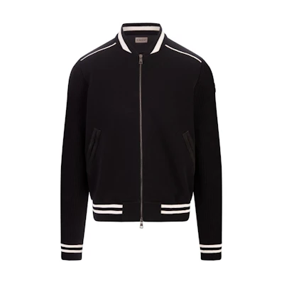 Moncler Black Solid Color Baseball Collar Zip-Up Jacket J20919B00002M1367999