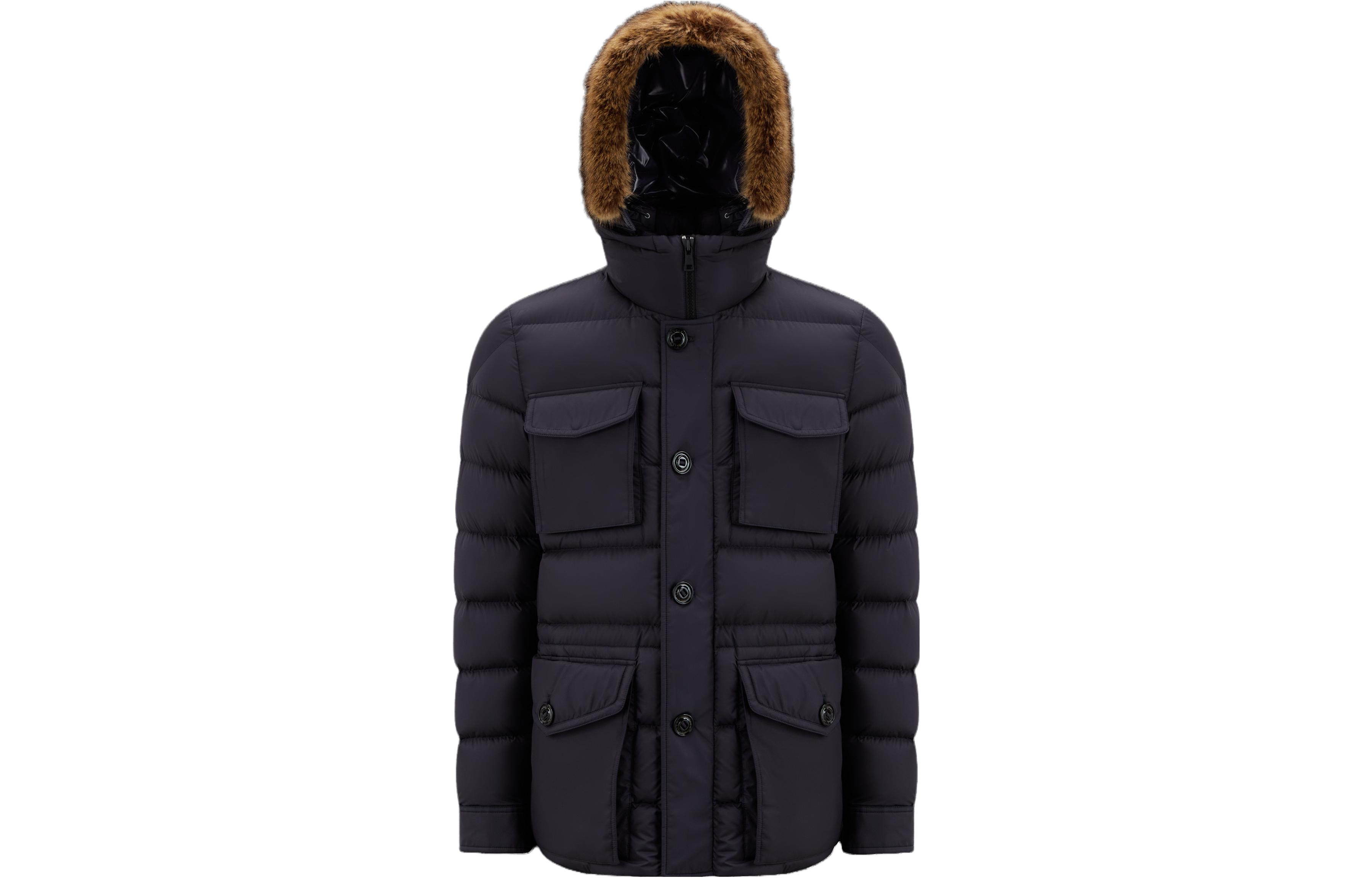 Moncler Black Solid Color Hooded Slim Fit Down Jacket I20911B00002549SK779