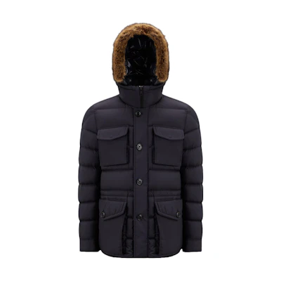 Moncler Black Solid Color Hooded Slim Fit Down Jacket I20911B00002549SK779