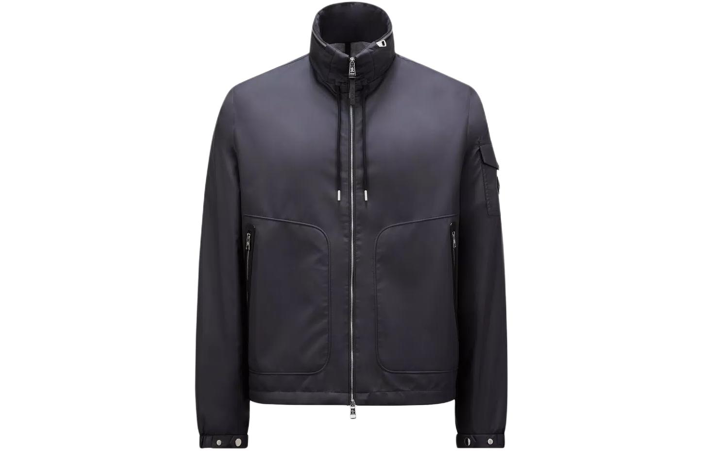 Moncler Black Solid Zip-Up Jacket with Stand Collar J10911A00144549SK999