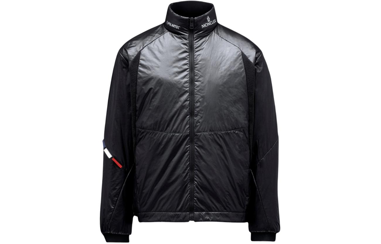 Moncler Black Solid Zip-Up Jacket with Stand Collar and Long Sleeves G20911A0008553A3X999