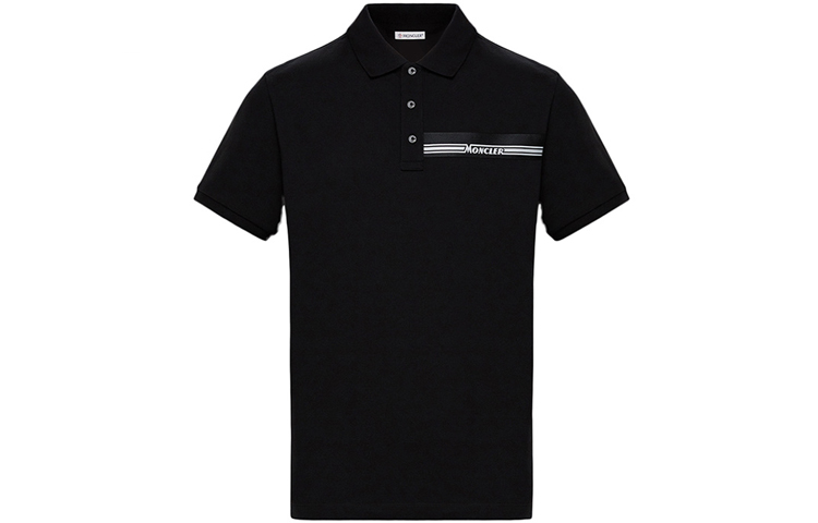 Order Polo de manga corta Moncler negro con logo y rayas estampadas. 16300000000000000