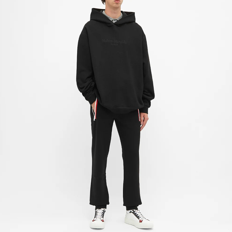 Shop Moncler Black Striped Pocket Knit Track Pants 8H71000V8148999