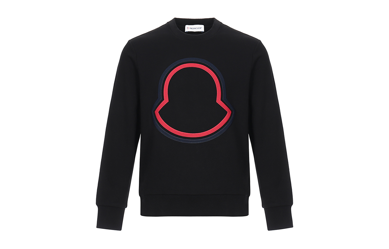 Moncler Black Sweatshirt with Large Logo Embroidery Design F20918G7621080985999