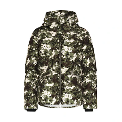 Moncler Blanc Camo Green Printed Hooded Down Jacket Winter . F20911B5660054AND830