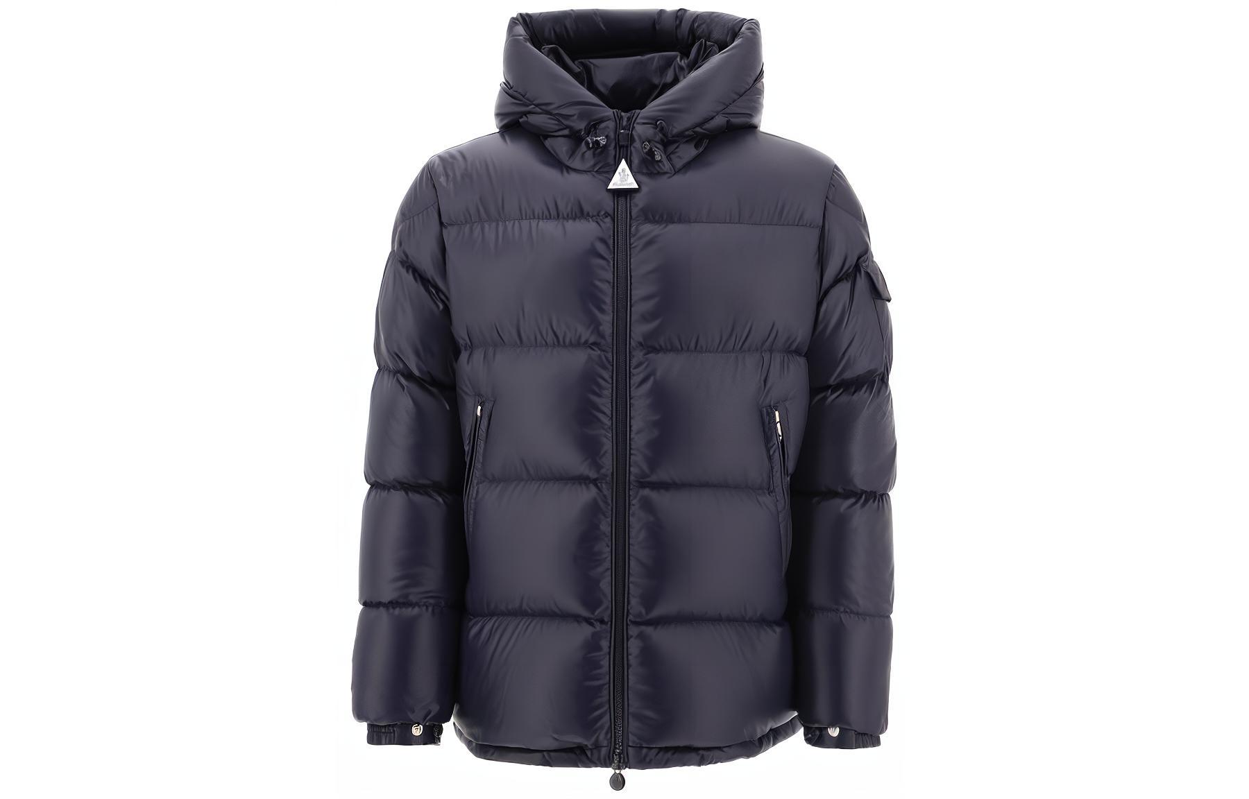 Moncler Blue Hooded Down Jacket with Zipper 1A0020068950999