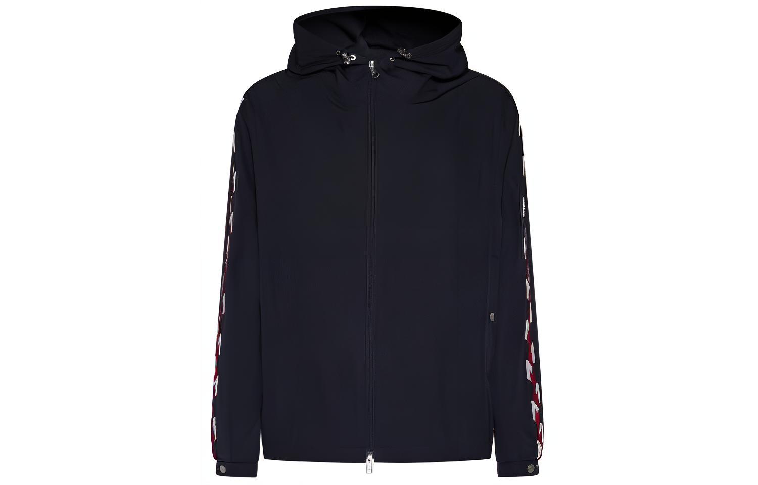 Moncler Blue Slim Fit Hoodie Jacket with Embroidered Pattern 1A00047U54A9174S